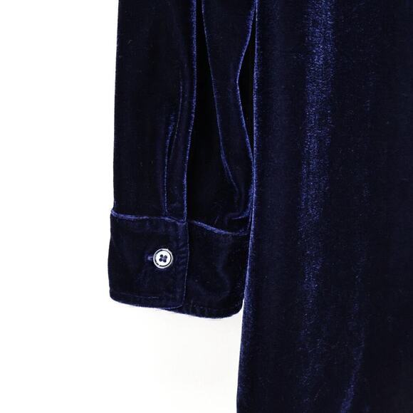 Soft Surroundings Velvet Boyfriend Tunic Button Down Shirt Deep Navy Size Large - Picture 8 of 8